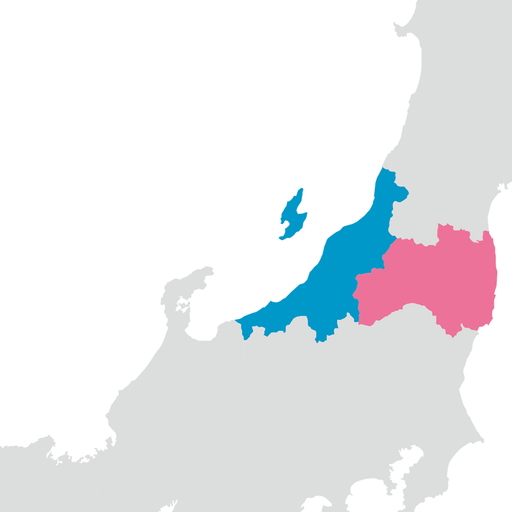 会津と新潟の日本地図